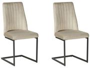 Krzesła - Zestaw 2 krzeseł do jadalni welurowy beżowoszary LAVONIA kod: 4251682255899 - miniaturka - grafika 1