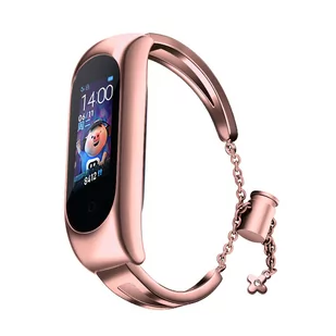 Zamienna metalowa opaska bransoleta łańcuszek pasek do Xiaomi Mi Band 6 / 5 / 4 / 3 różowy - Akcesoria do smartwatchy - miniaturka - grafika 1