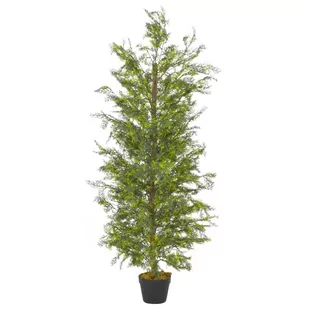 vidaXL Sztuczny cyprys z doniczką, zielony, 150 cm - Sztuczne kwiaty - miniaturka - grafika 1