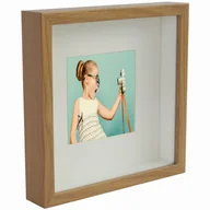 Ramki na zdjęcia - Ramka na zdjęcie 3D głęboka shadow box 23x23 cm kwadratowa dębowa - miniaturka - grafika 1