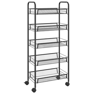 shumee 5 poziomowy wózek kuchenny czarny 46x26x105 cm żelazo - Wózki kuchenne - miniaturka - grafika 1