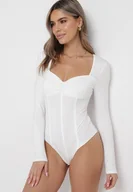 Body - Białe Body z Przeszyciami Cristia - miniaturka - grafika 1