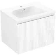 Szafki łazienkowe - Mexen Rivel szafka łazienkowa 60 cm z umywalką Vela, 1 szuflada, ryflowana , biała mat - 91A20-06047-1-BF01-W23M01 - miniaturka - grafika 1