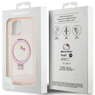Oryginalne Etui IPHONE 13 / 14 / 15 Hello Kitty Hardcase Ring Stand Glitter Electrop Logo MagSafe (HKHMP15SHRSGEP) różowe - Etui i futerały do telefonów - miniaturka - grafika 7