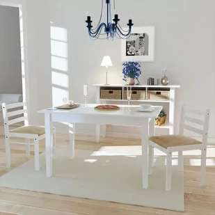 vidaXL Drewniane krzesa do jadalni Biae Kwadratowe x2 - Krzesła - miniaturka - grafika 1