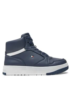 Tommy Hilfiger Sneakersy Mid Cutlace-Up Sneaker T3X9-33641-1351 S Granatowy - Buty dla chłopców - miniaturka - grafika 1