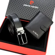 Paski - Męski zestaw skórzany portfel pasek Pierre Cardin - miniaturka - grafika 1