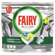 Środki do zmywarek - Fairy Platinum All In One Lemon Tabletki Do Zmywarki 15 Sztuk - miniaturka - grafika 1