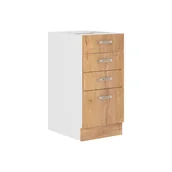Szafki kuchenne - Szafka Dolna Stojąca 4 Szuflady 40 D 4S Sara Lefkas Stolarz Lempert Dąb Lefkas, Biały - miniaturka - grafika 1