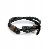 Bransoletki - Betlewski, Bransoletka damska, skóra rzemyki kotwica, 15,5 cm - miniaturka - grafika 1