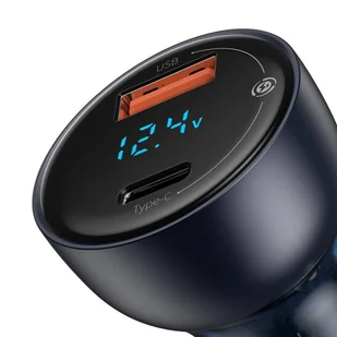 Baseus ładowarka samochodowa USB / USB Typ C 65 W 5 A SCP Quick Charge 4.0+ Power Delivery 3.0 ekran LCD + kabel USB Typ C - USB Typ C szary (TZCCKX-0G) - Ładowarki samochodowe - miniaturka - grafika 6