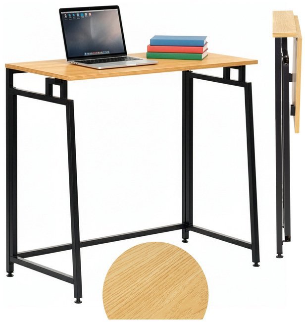 Springos Biurko komputerowe składane 80 cm stolik do pracy przy komputerze drewniany jasnobrązowy UNIWERSALNY