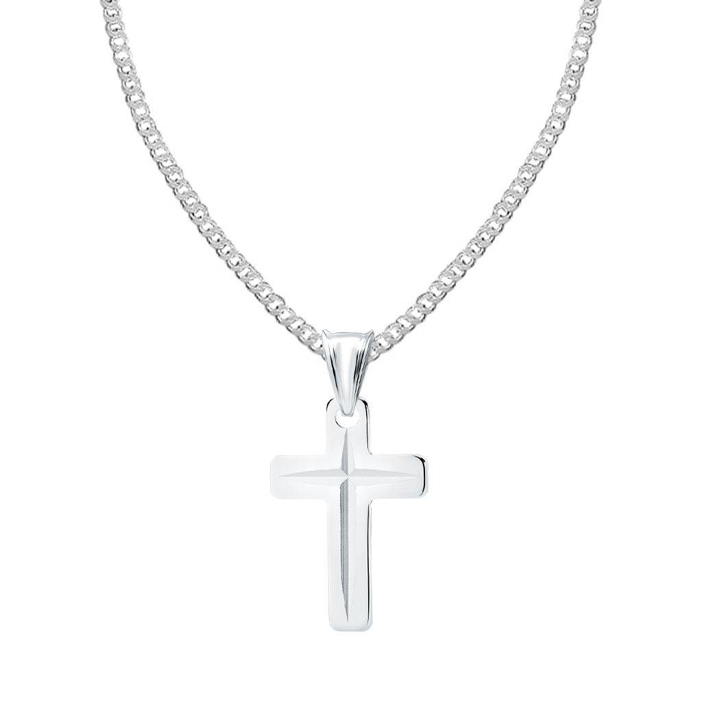 Srebrny krzyżyk FREZOWANY z łańcuszkiem PANCERKA 9