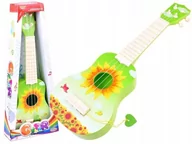 Instrumenty muzyczne dla dzieci - Ukulele plastikowa gitara zabawka zielona słonecznik gitara dla dziecka - miniaturka - grafika 1