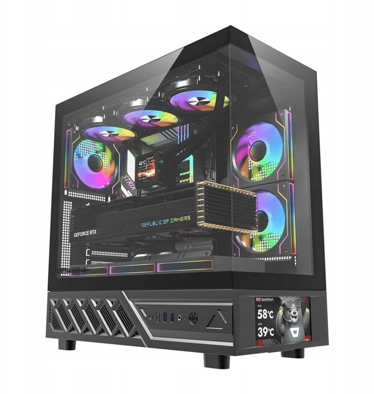 Obudowa Darkflash Obudowa komputerowa DarkFlash DS950V z wyświetlaczem czarna + 6 wentylatorów DS950 SCRN BLK +6F