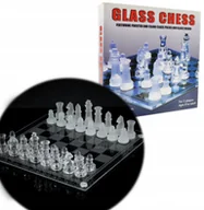 Gry planszowe - SZACHY SZKLANE ELEGANCKA SZACHOWNICA 25x25CM FIGURY SZACHOWE PREZENT ZESTAW - miniaturka - grafika 1