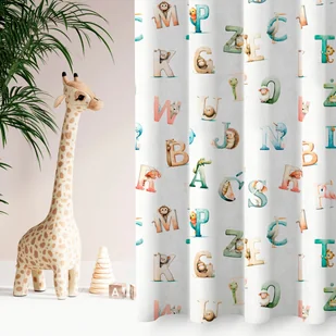 Gotowa welurowa zasłona do pokoju dziecka na taśmie z kolorowym nadrukiem, rozmiar 140x250 cm, Alfabet - Firany i zasłony dla dzieci Gotowa welurowa zasłona do pokoju dziecka na taśmie z kolorowym nadrukiem, rozmiar 140x250 cm, Alfabet - Firany i zasłony dla dzieci - miniaturka - grafika 1
