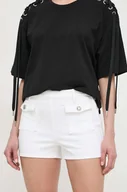 Spodenki damskie - Guess szorty damskie kolor biały gładkie high waist - miniaturka - grafika 1