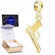 Wisiorki - CHARMS ZŁOTY Wiszący z Pistoletem Beretta Pistolet Pozłacany 24K SREBRO 925 - miniaturka - grafika 1