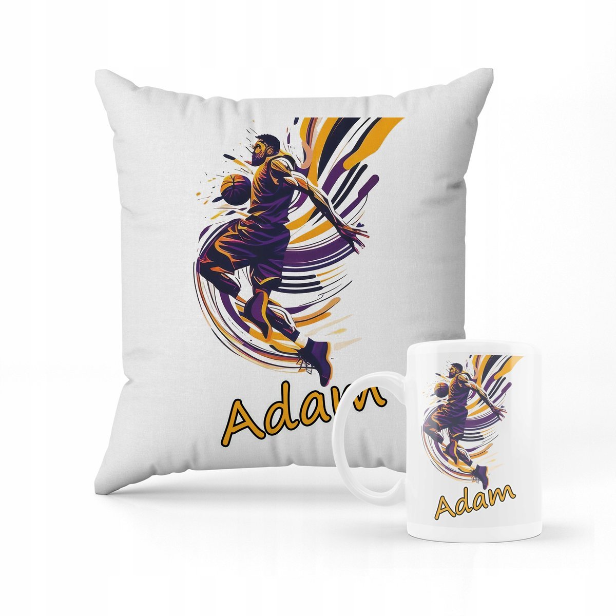 ZESTAW PODUSZKA + KUBEK Prezent NBA KOSZYKÓWKA LEBRON JAMES + IMIĘ #3