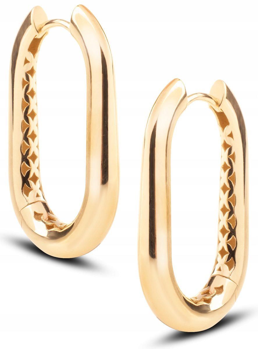 KLASYCZNE ZŁOTE WISZĄCE KOLCZYKI OWALNE PONADCZASOWY WZÓR 14KT 585