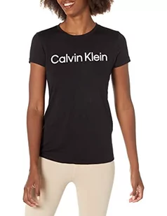 Calvin Klein Performance damska koszulka z krótkim rękawem i okrągłym dekoltem, czarna, mała, Czarny, S - Koszulki i topy damskie - miniaturka - grafika 1