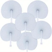 Inne - TEMU 10-pak klasycznych białych papierowych wachlarzy składanych z plastikową rączką - okrągłe dekoracyjne wachlarze ręczne na prezenty ślubne, - miniaturka - grafika 1