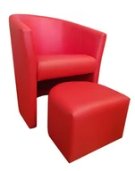 Fotele - ATOS Fotel Club z podnóżkiem D15 Czerwony - miniaturka - grafika 1