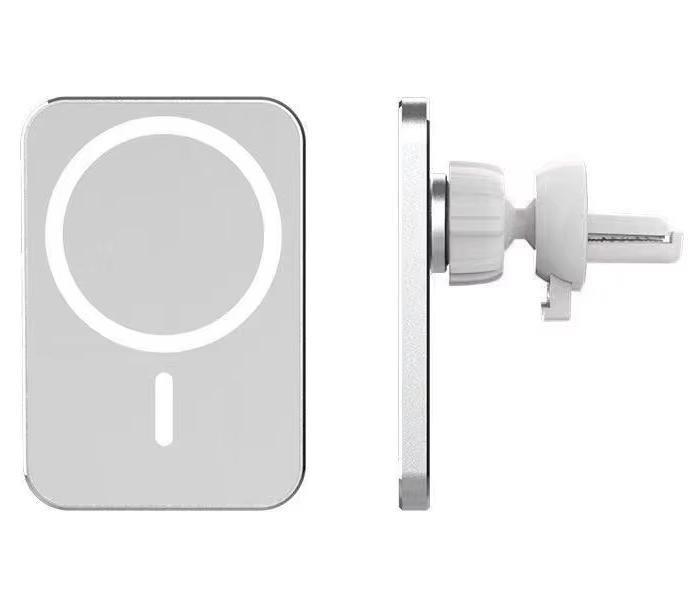 Ładowarka do samochodu indukcyjna MagSafe montaż do kratki 15W USB-C biała