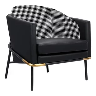 Fotel wypoczynkowy GUBI czarny PU eko-skóra/ pepitka - Fotele - miniaturka - grafika 1