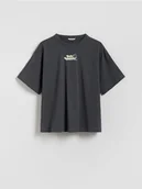 Koszulki dla dziewczynek - Reserved - T-shirt SmileyWorld® - ciemnoszary - miniaturka - grafika 1