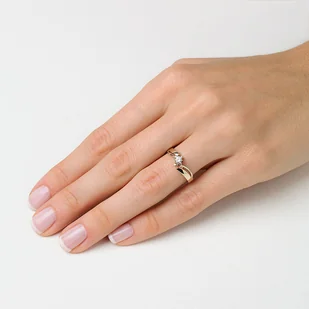 Złoty pierścionek z brylantem 0,115ct - Pierścionki - miniaturka - grafika 1