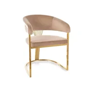 Krzesła - Krzesło tapicerowane CROWN VELVET beżowe - miniaturka - grafika 1