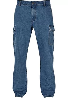 Spodenki męskie - Urban Classics Męskie spodnie jeansowe Straight Leg Cargo, Light Blue Washed, 28 - grafika 1