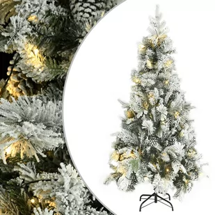 vidaXL Choinka flokowana śniegiem z LED i szyszkami 225 cm PVC i PE 3094562 - Choinki - miniaturka - grafika 1