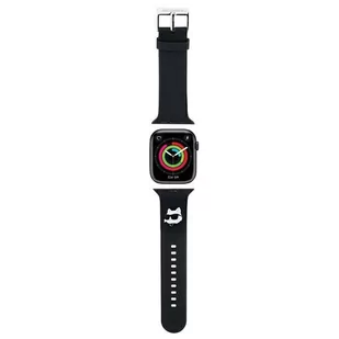 Karl Lagerfeld Pasek KLAWMSLCNK Apple Watch 38/40/41mm czarny/black strap 3D Rubber Choupette Heads - Akcesoria do smartwatchy - miniaturka - grafika 1
