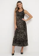 Sukienki - Brązowa Sukienka Maxi w Cekiny Jukrana - miniaturka - grafika 1