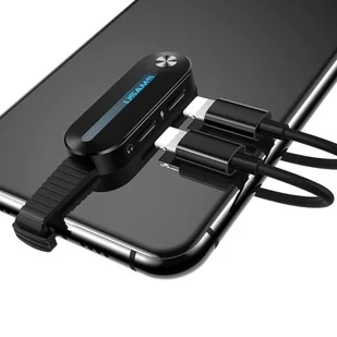 USAMS Adapter AU10 2w1 Lightning 2 x lightning LED czarny/black SJ357LN01 (US-SJ357) - Adaptery i przejściówki - miniaturka - grafika 1