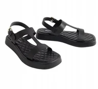 Sandały damskie - Warehouse Damskie Sandały Skórzane Czarne 38 Phs - miniaturka - grafika 1