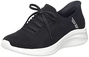 Skechers Damskie kapcie Ultra Flex 3.0, czarne dzianinowe/białe wykończenie, rozmiar 5, Czarne dzianinowe białe wykończenie, 38 EU - Kapcie damskie - miniaturka - grafika 1