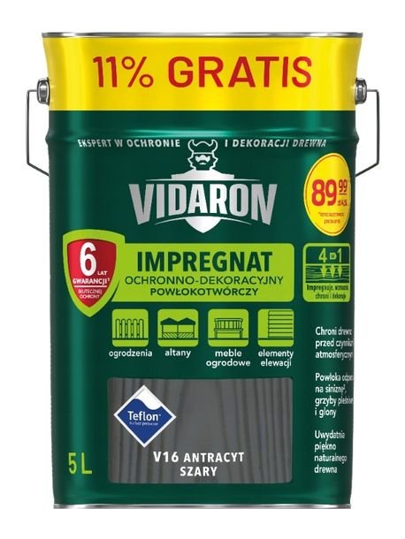 Vidaron impregnat antracyt szary V16 4,5l+11%