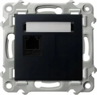 Ospel Gniazdo telefoniczne Ospel Szafir GPT-1Z/m/33 pojedyncze czarny metalik - Gniazdka elektryczne - miniaturka - grafika 1