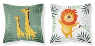 Poszewki na poduszki - Poszewka bawełniana 40x40 Żyrafy lew biała zielona dwustronna PSBA 20 B Mayamoo 26 - miniaturka - grafika 1