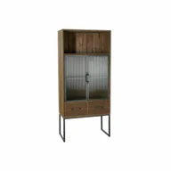 Komody - Szafa DKD Home Decor Czarny Drewno Metal Szkło (70 x 34.5 x 160 cm) - miniaturka - grafika 1
