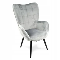 Fotele - Fotel Welur szary pikowany nogi metal F420G - miniaturka - grafika 1