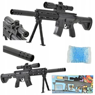 TŁUMIK MINI KARABIN NA KULKI ŻELOWE ZABAWKI DZIECI TJ-012 MINIM416 opakowanie niebieskie - Zabawki militarne - miniaturka - grafika 1