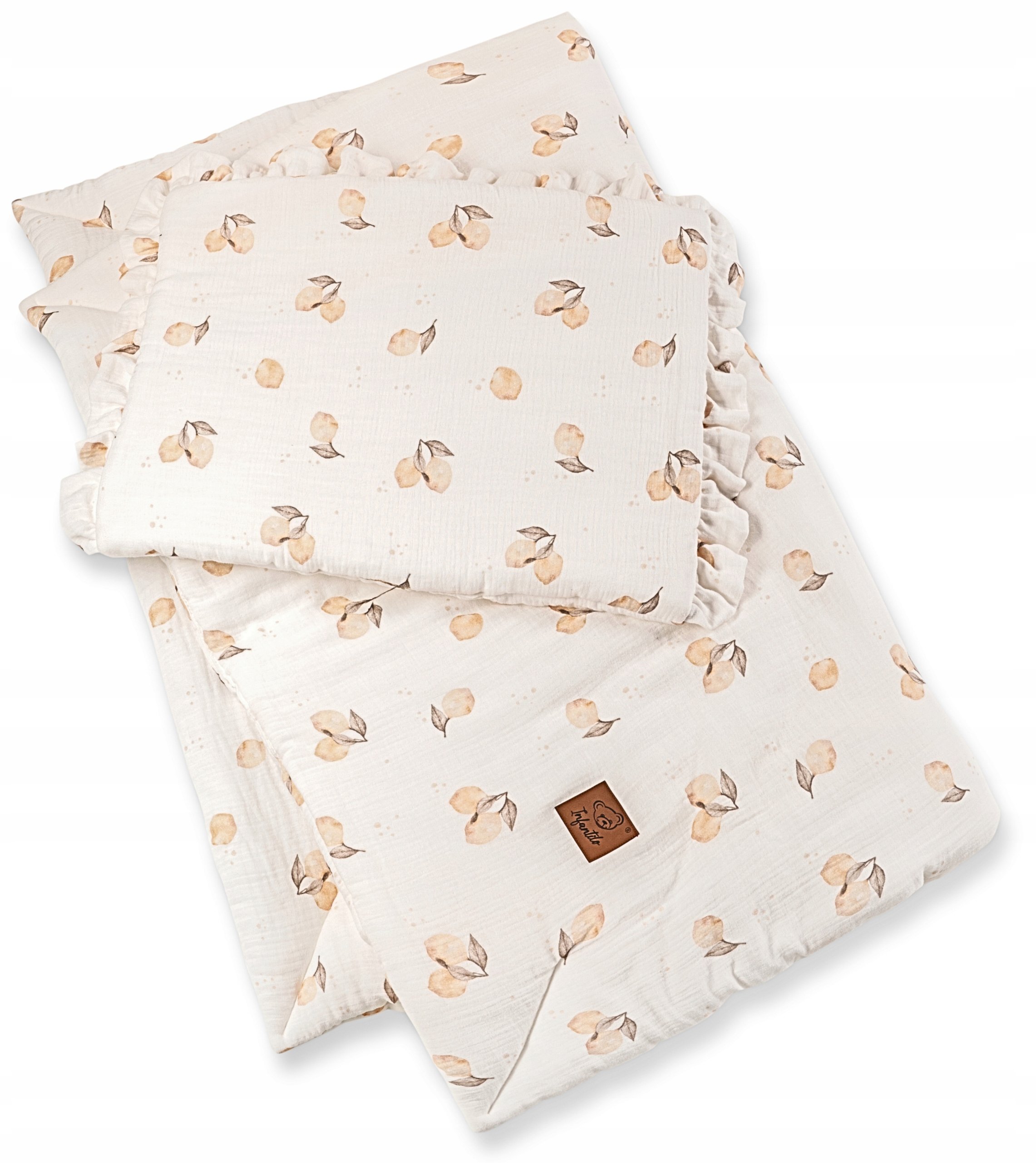 Pościel Muślinowa Z Falbanka I Wypełnieniem 120X90 Print Infantilo