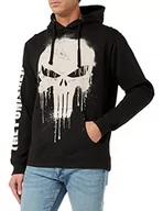 Bluzy męskie - Marvel Męska bluza z kapturem z czaszką Punisher, Czarny, L - miniaturka - grafika 1