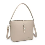 Torebki damskie - Beżowa Torebka Damska na Ramię Shopper LUIGISANTO Skóra Ekologiczna - miniaturka - grafika 1