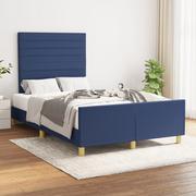 Łóżka - Lumarko Rama łóżka z zagłówkiem, niebieska, 120x200 cm, obita tkaniną - miniaturka - grafika 1